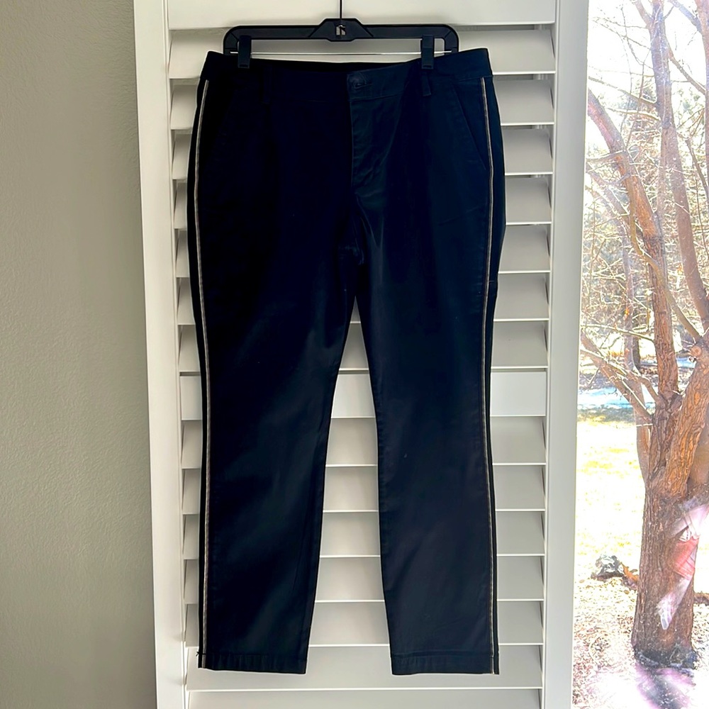 CAbi Rainbow Stripe Black Pants Peyton style #5313 Size 10!
